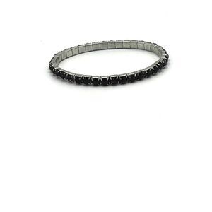 Unisex Dark Purple Rhinestone Stretch Tennis Bracelet